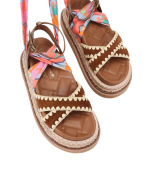 Tan Comb Orson Cross Scarf Sandal