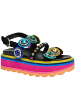 Black Comb Suede/Leather Octavia Sling Platform