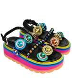 Black Comb Suede/Leather Octavia Sling Platform