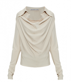 Ivory Long Sleeve Top W/ Cowl Placket