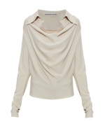 Ivory Long Sleeve Top W/ Cowl Placket