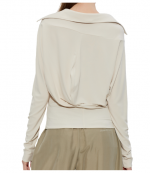 Ivory Long Sleeve Top W/ Cowl Placket