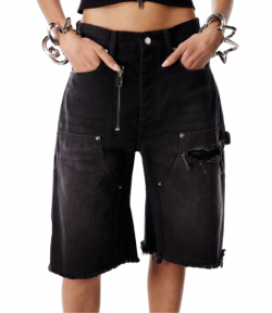 Vintage Black Mid Rise Carpenter Shorts W/ Zip