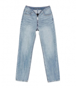 Dipped V Zip Waistband Straight Leg Jean