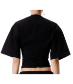 Gathered Black T-Shirt W/Continuous Loop Zipper