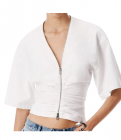 Gathered White T-Shirt W/ Continuous Loop