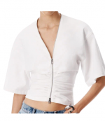 Gathered White T-Shirt W/ Continuous Loop