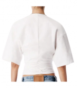 Gathered White T-Shirt W/ Continuous Loop
