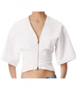 Gathered White T-Shirt W/ Continuous Loop