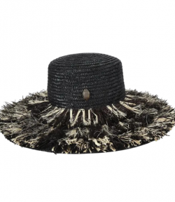 Black Raffia Wide Brim Hat