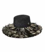 Black Raffia Wide Brim Hat