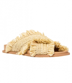 Natural Faux Raffia Payton Flat Sandal