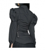 Black Puff Sleeve Corset Blouse