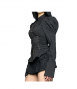 Black Puff Sleeve Corset Blouse
