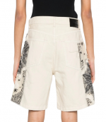Ecru White Bandana Applique Relaxed Bermuda Shorts