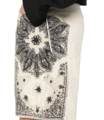 Ecru White Bandana Applique Relaxed Bermuda Shorts