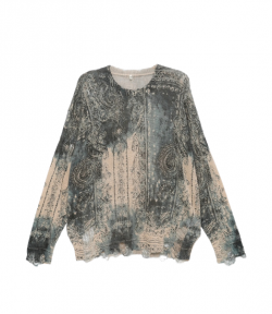 Blue Faded Bandana Printed Boyfriend Sweater