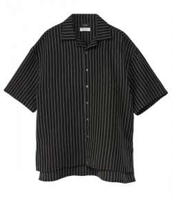 Black/White StripesCamp Collar Short Sleeve Shirt