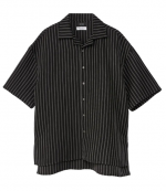 Black/White StripesCamp Collar Short Sleeve Shirt