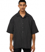 Black/White StripesCamp Collar Short Sleeve Shirt