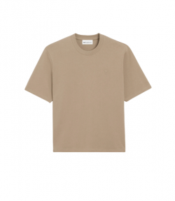 Taupe Beige Small Tonal Embossed Ami De Coeur T-Shirt Jersey
