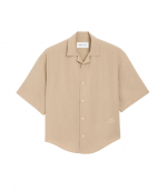 White Coffee Short Sleeve Boxy Camp Collar Shirt