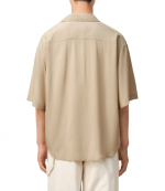 White Coffee Short Sleeve Boxy Camp Collar Shirt