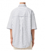 White/Ink Short Sleeve Double Stripes Wide Boxy Shirt