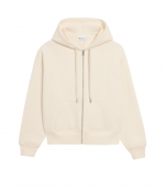 White/Cream Zipped Hoodie With Tonal Embossed Ami De Coeur