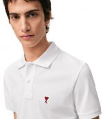 White/Red Ami De Coeur Light Pique Polo Shirt