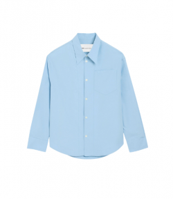 Cashmere Blue Poplin Wide Shirt With Embossed Ami De Coeur