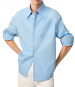 Cashmere Blue Poplin Wide Shirt With Embossed Ami De Coeur