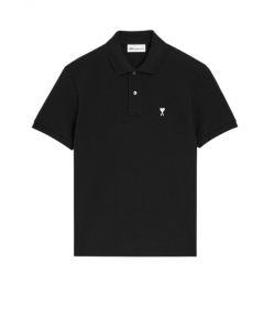 Black/White Ami De Coeur Light Pique Polo Shirt