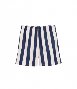 White Cream/Ink Long Stripes Swimsuit Shorts