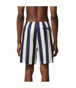 White Cream/Ink Long Stripes Swimsuit Shorts