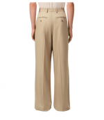 Taupe Beige Wool Low Waist Wide Two Pleated Trousers
