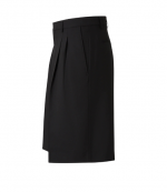 Black Two Pleats Wide Bermuda Wool Shorts