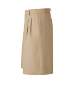 Taupe Beige Two Pleats Wide Bermuda Light Cotton Shorts