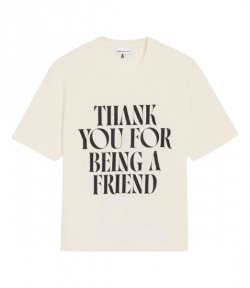 White Cream Front Signature Print Boxy T-Shirt