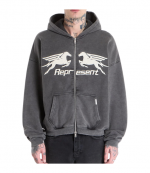 Vintage Grey Pegasus Zip Through Hoodie