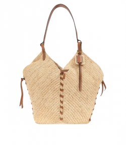 Natural/Cognac Small Tampa Raffia Bag
