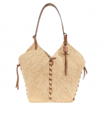 Natural/Cognac Small Tampa Raffia Bag