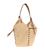 Natural/Cognac Small Tampa Raffia Bag