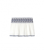 Ecru/Blue Picadilia Embroidered Cotton Miniskirt