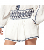 Ecru/Blue Picadilia Embroidered Cotton Miniskirt