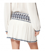 Ecru/Blue Picadilia Embroidered Cotton Miniskirt