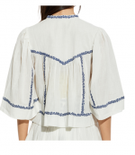 Ecru/Blue Juline Embroidered Cotton Top