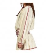 Beige/Red Lena Embroidered Cotton Blouse