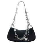 Black Leather Charms Shoulder Bag