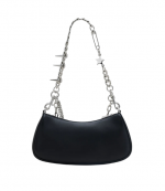 Black Leather Charms Shoulder Bag